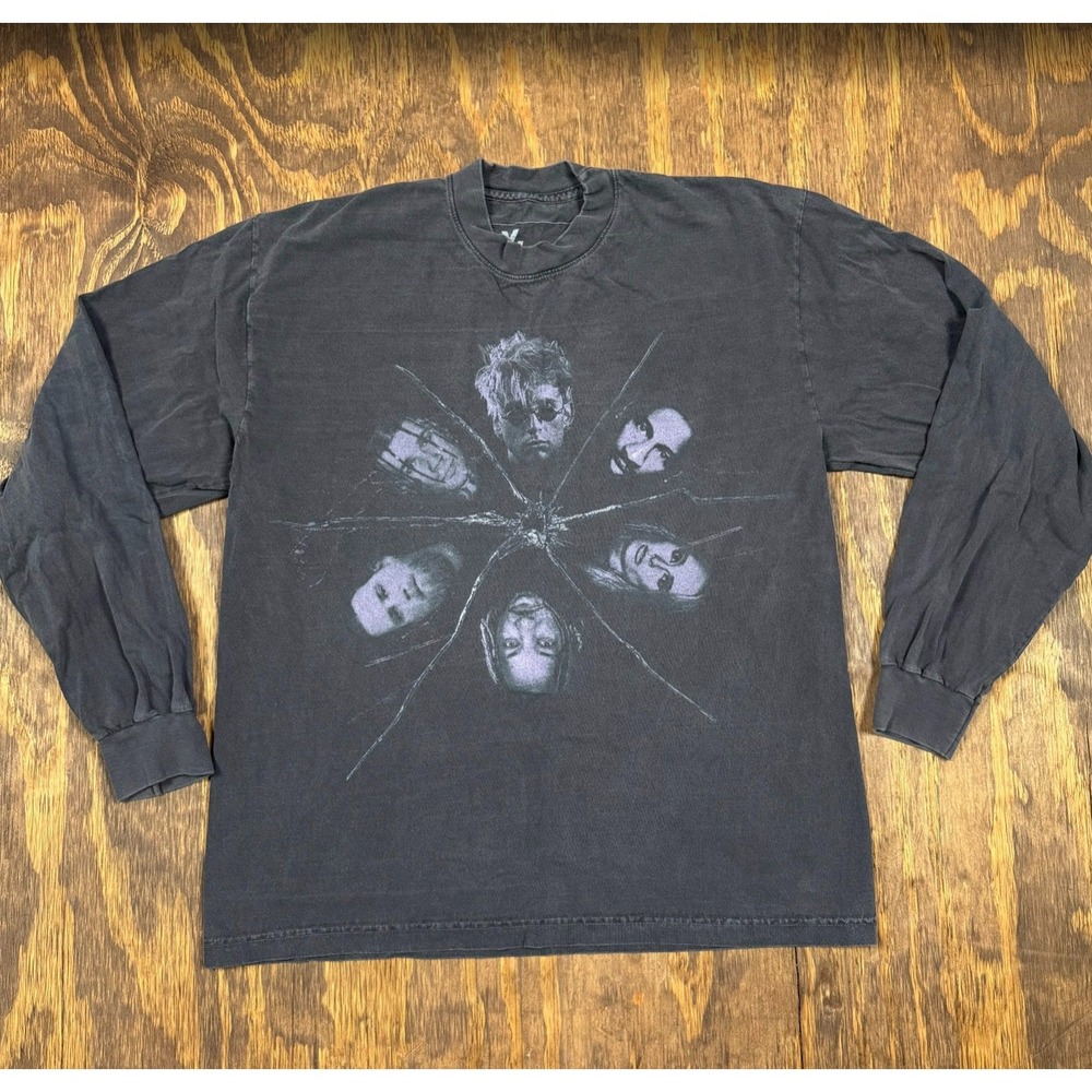 Machine Gun Kelly MGK Broken Glass Faded Black Long Sleeve Shirt Large USA